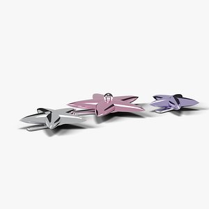 Y2K Puffy Chrome Star Hair Clips Set of 3 - Chromecore Accessory