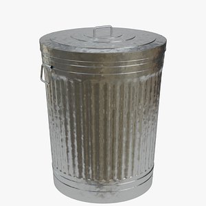 3D model metallic trash closed