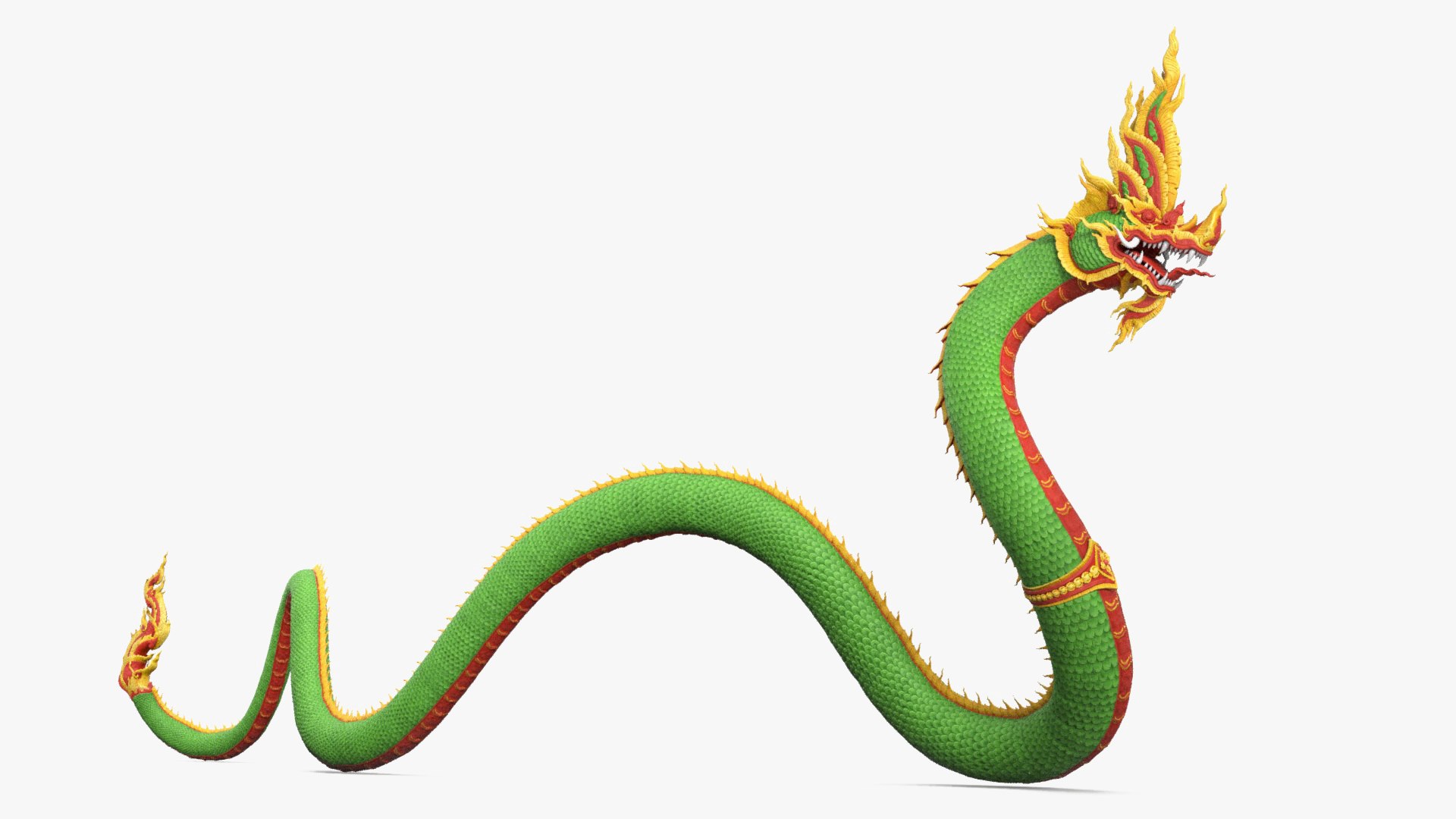 Dragon Naga Green Crawling 3D model preview