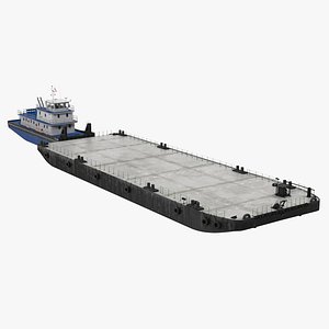Push Boat Ship with Pontoon Barge