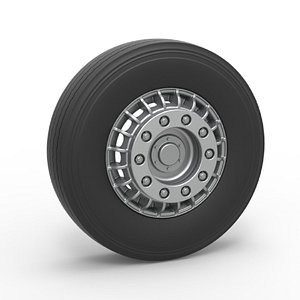 3D Front wheel of racing semi truck Version 2 Scale 1 to 25 model