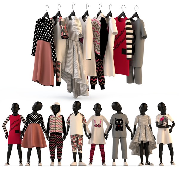 3d fashion clothing children set model