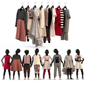 Children's clothing on mannequins and hangers set 2