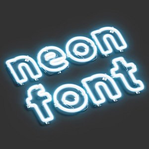 Blue neon lowercase letters - illuminated led lower case font 3D