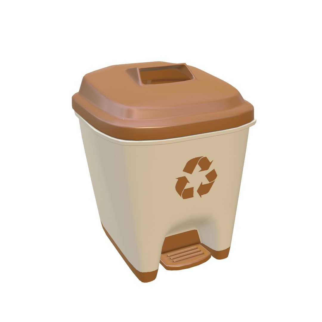 Free Cute Cartoon Trash Bin With Lid And Pedal - Free 3D Model Model ...