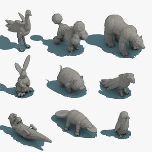 3D Low Poly 3d  Art Animals Isometric Icon Pack 05