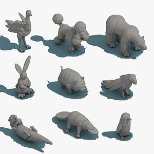 Low Poly 3d  Art Animals Isometric Icon Pack 05