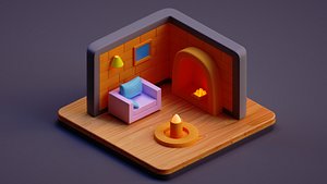 ISOMETRIC FIREPLACE ROOM 3D model