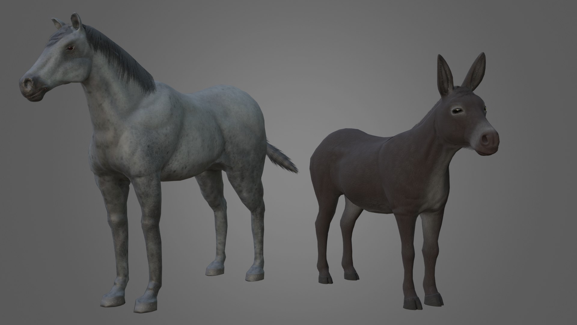 Horse and Donkey 3D model https://p.turbosquid.com/ts-thumb/B4/3jhnbT/9u/1/png/1760208043/1920x1080/fit_q87/ce47904d215778e2ed5a994af428e3c61f1dc87d/1.jpg