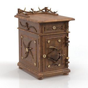 Rustic Continental Antler And Oak Nightstand PBR model