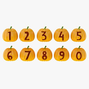 3D model halloween pumpkin number