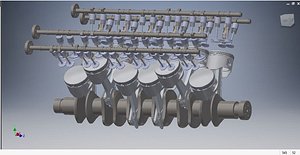 v12 engine piston crankshaft 3D model