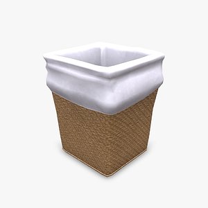 Wicker Dust Bin Low-poly PBR 3D model