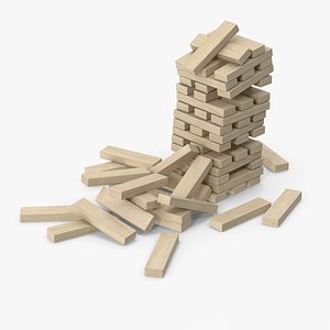 3D model Tower Bricks Game Destroyed