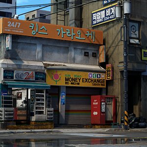 3D corner shop building ue4 model