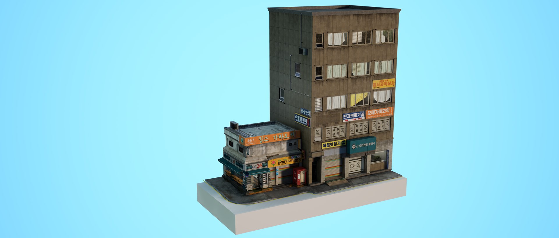 3D corner shop building ue4 model - TurboSquid 1635254