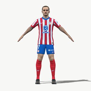 3D Rigged Antoine Griezmann Atletico Madrid 2025 3D model