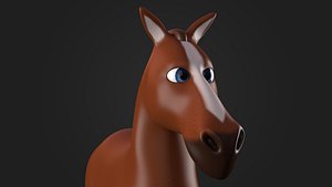 Stylized 3D Cartoon Horse Character Cute Animal Mascot Model