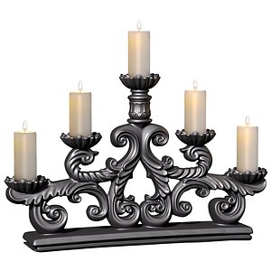 3D model Forged Tabletop Antique Metal Classic Candlestick Candle Holder 3D model