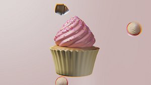 Deliciously Animated Blender Cupcake Render - Perfect for Sweet Creations