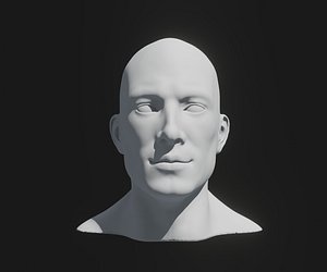 Male Head Realistic Base Mesh 3D Model Animated with Facial Expressions