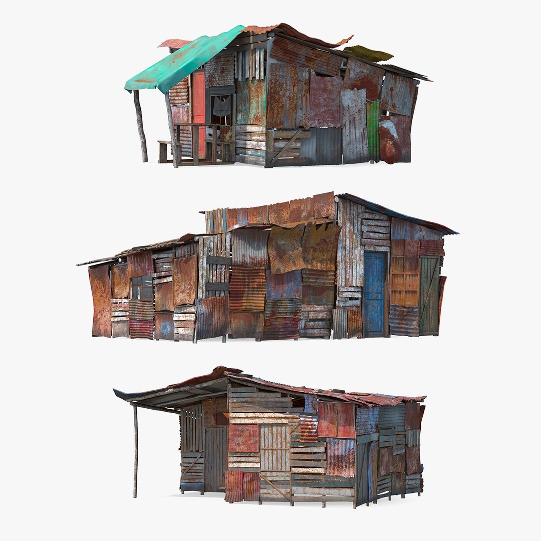 Rusty Sheet Metal Huts Collection 3D model preview