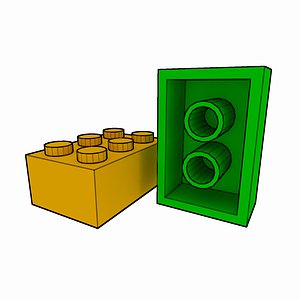 3d piece lego brick 2x3