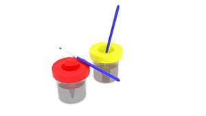writing brush cups water model