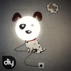 3d diy spotted dog light lamp model
