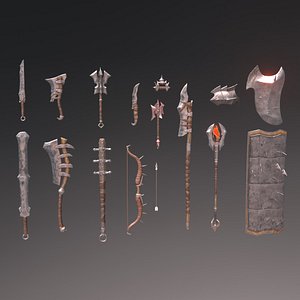 Fantasy orc weapon set 3D model