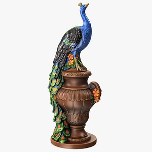 Fantasy Painted Peacock Statue