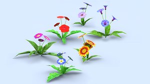 6 low poly flowers collection 2 Low-poly 3D model 3D model