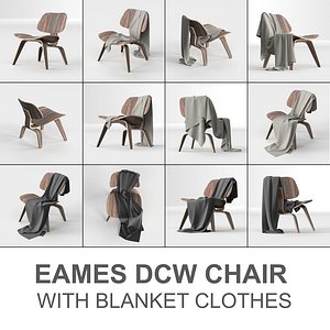 Vitra Eames Chair: Plywood DCW Charles & Ray Eames with three different blanket cloth