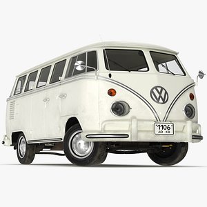 Vintage Volkswagen Type 2 Transporter Bus Rigged for Cinema 4D 3D