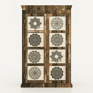 3D wardrobe old wood mandala model