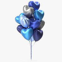 Blue and Silver Heart Foil Balloons