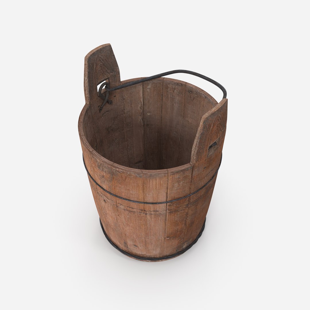 3D model antique bucket https://p.turbosquid.com/ts-thumb/B5/kaEMcy/WhP3uag8/wooden_bucket07/jpg/1501321160/1920x1080/fit_q87/dcfacacf5e04cb5e7a758cbf842722d04fc69792/wooden_bucket07.jpg