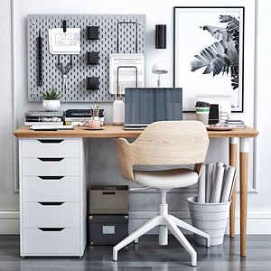 office table cabinet chair 3D