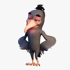 3D model Cartoon Black Crow - Rigged Stylized Bird 7 Birds Series