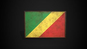 3D model Old Picture Frame With Republic of the congo  Flag - Game Ready PBR Low-poly 3D Model