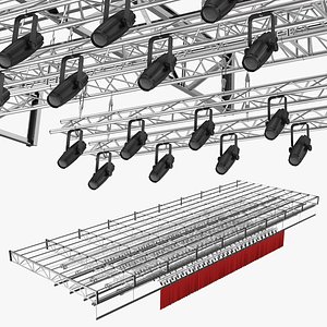 Event Lighting Frame with Suspended Fixtures and Drape