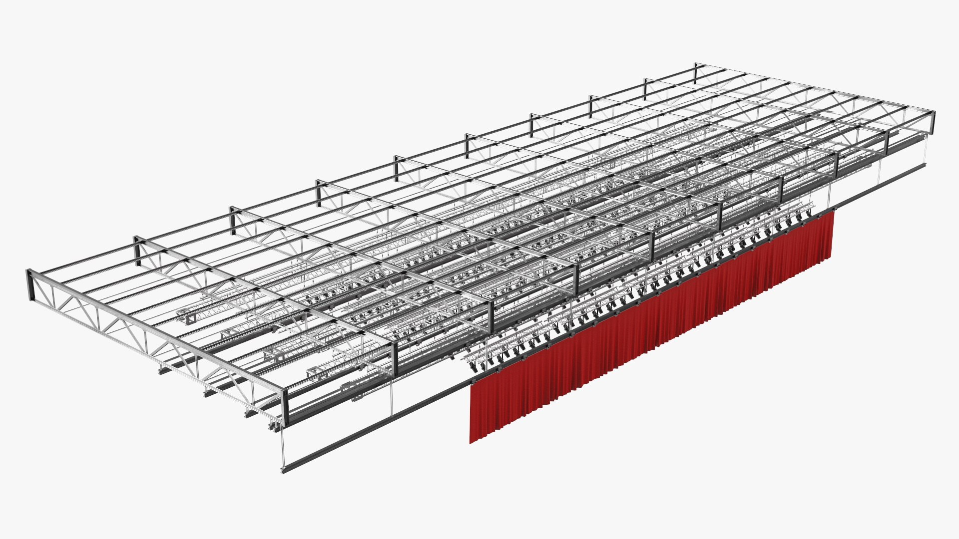 Event Lighting Frame with Suspended Fixtures and Drape 3D model preview