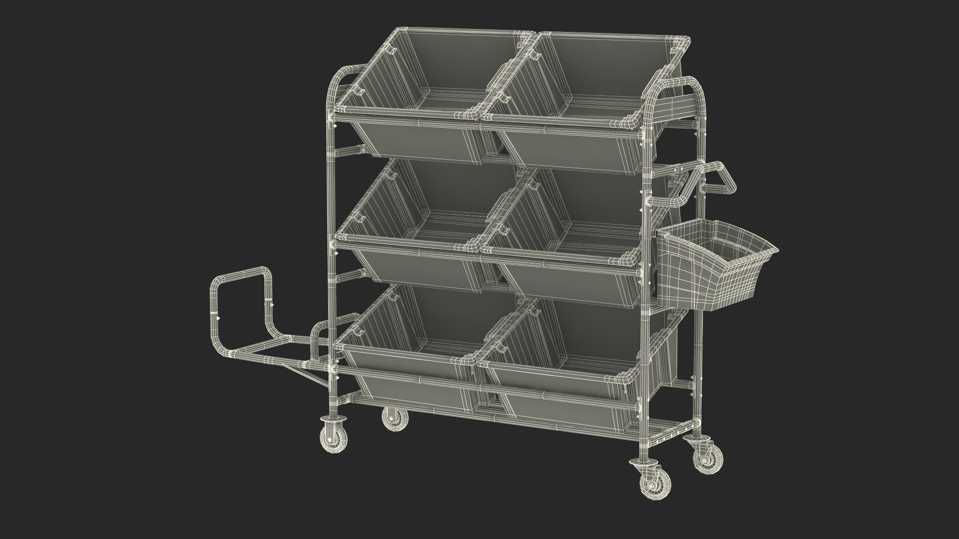3D Tote Picking Cart with Angled Shelves Rubbermaid model TurboSquid