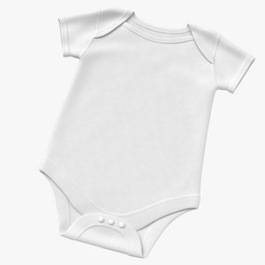 Baby Onesie Short Sleeve Flat Blank White and Branded Heather 3D model