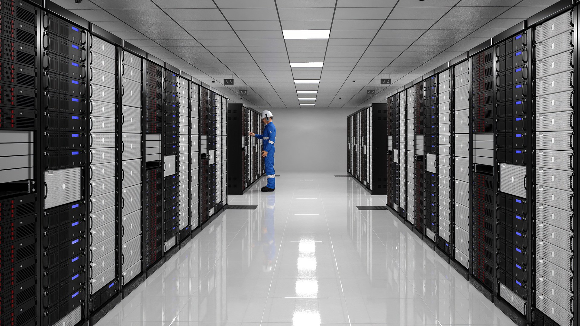 3D Server Data Center With Worker Model - TurboSquid 2284148