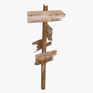 Old Wooden Directional Post M1 3D model