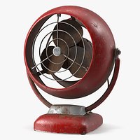 Retro Metal Table Fan Red Used