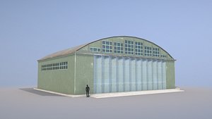3D airport hangar smallhangar 01 model