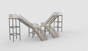 Metal L stair 3D model 3D model