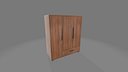 Modern Wooden Wardrobe With Three Doors and Storage Drawer